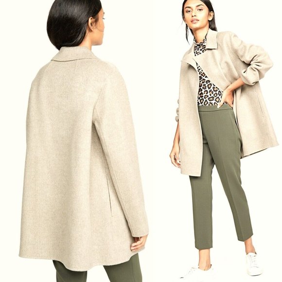 NWOT Theory 38% CASHMERE Coat Overlay DF Double Face Oatmeal Mélange - Picture 3 of 17